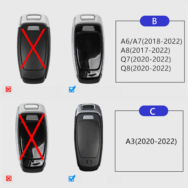 Skyddande skal för smart bilnyckel, skyddande skal för Audi RS A4 B9 A5 Horizon C8 A8 D5 Q5 Q7 Q8 TT 2015-2022 B-Bright Black-RS
