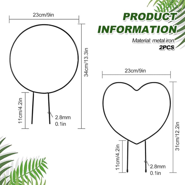 2-pack Metallväxtstöd för inomhusväxter, Metallstöd för klätterväxter, Växtstöd för krukväxter-FA-