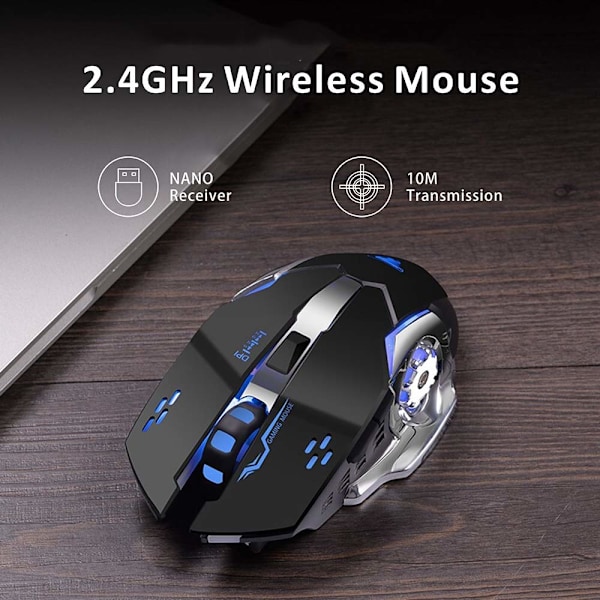 T85 Ladattava Langaton Pelihiiri, 2.4G Usb Led Langaton