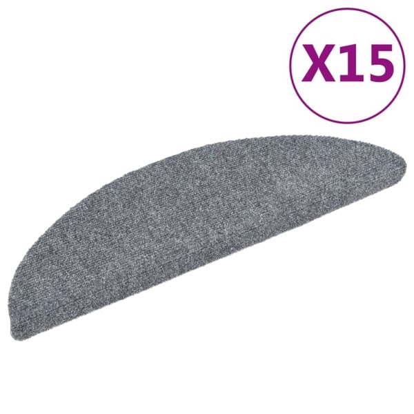 vidaXL Trappstegsmattor självhäftande 15 st brodyr 56x17x3 cm ljusgrå gray 2430