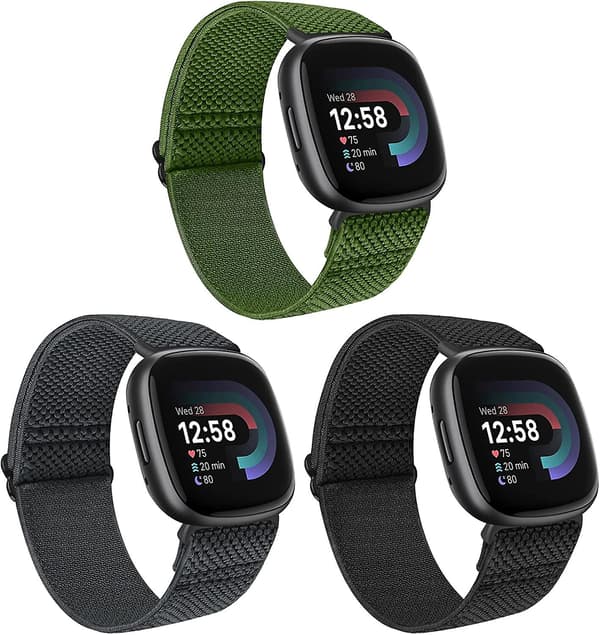Elastiskt nylonband kompatibelt med Fitbit Versa 4/Fitbit Versa 3/Fitbit Sense/Sense 2, mjuk ögla justerbart sportrep