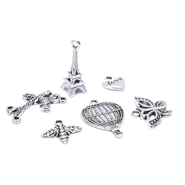 100 stk. sølv charms vedhæng til DIY smykketilbehør Silver