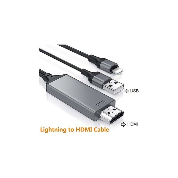 Apple Mfi-certifierad Lightning till HDMI-adapterkabel 1080P Digita