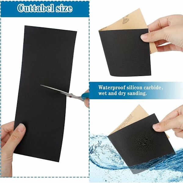 Sandpapper, 50 st Bilkaross Våtslippapper för polering och slipning, våtslippapper för trämålarglas (320 400 600 800 1000 1200 1500 2000 2500 3000 Mesh)