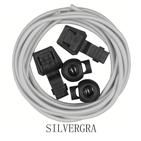 Elastiska Skosnören (Med Dragsko) Längd: 100cm Silver/Grå