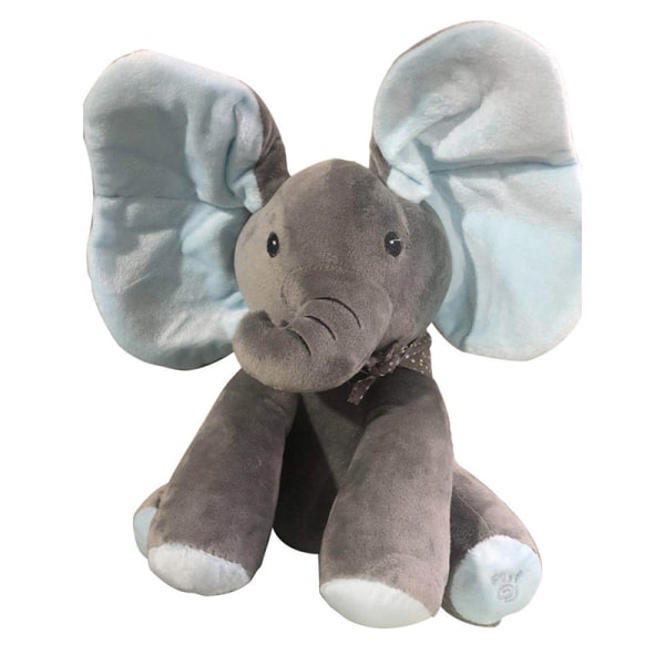 Peek-a-boo Elephant Baby Plyschleksak Pratar Sjungande Uppstoppade lada Blue