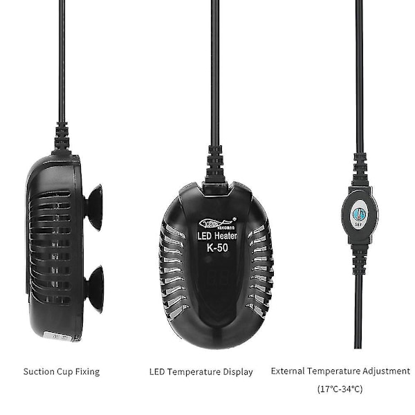 Akvarievarmer, 25W Mini Justerbar Digital Värmer Ekstern Styreenhet Eksplosjonssikker Beskyttelse for Betta Skilpadde Liten Fisktank