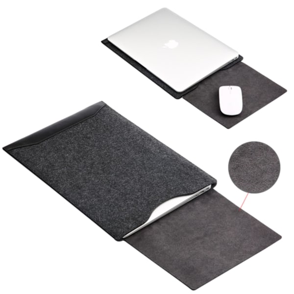 MacBook Pro 13 & 15 Tum Fodral Ullfilt Läder Blå Black 13 inch