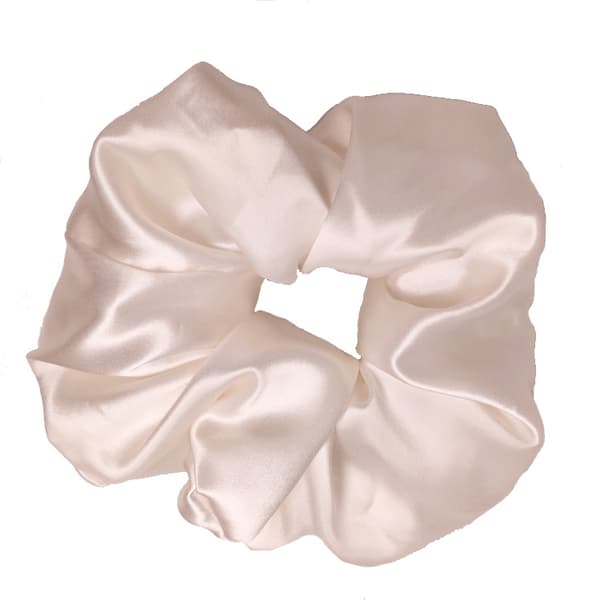 En hvit silke scrunchie hårringer for kvinner hestehaleholder hårba-FA-