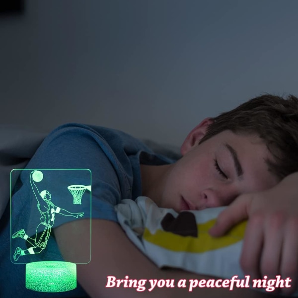 3D Basketball Player Natlamper, LED Dekor Illusionslampe