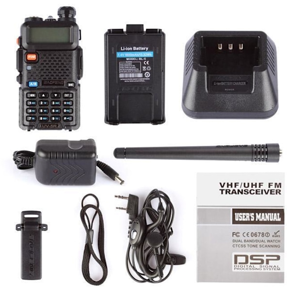Baofeng UV-5R VHF UHF Dobbelbånds Walkie Talkie Komradio Jaktradio black 440