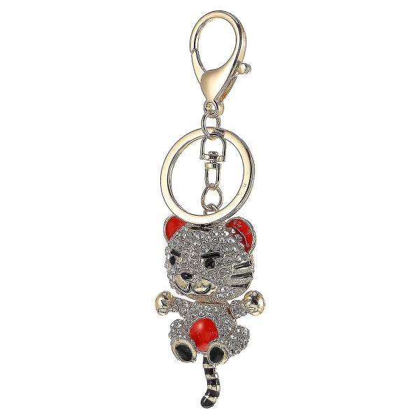 1 st Lovely Rhinestone Key Chain Pendel Tigerformad bilväska hängande dekoration