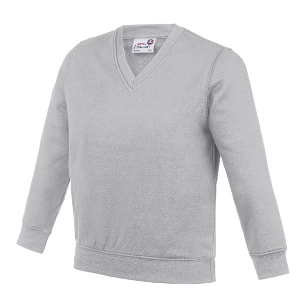 AWDis Academy Barn/Barn Junior V-hals Skoltröja/Sweatshirt Grå 9-10 Years Grey