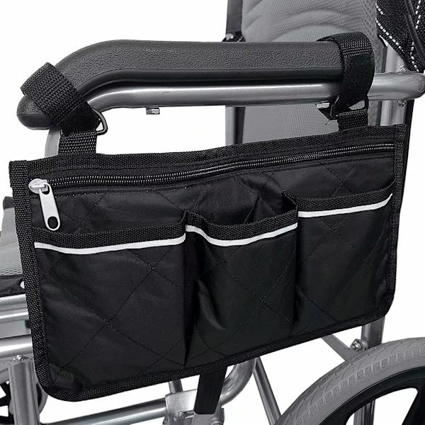 Rullestolveske (svart, 32,5 x 18 cm) med lommer, rullestol
