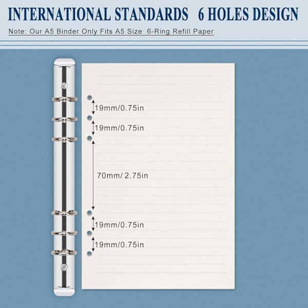 Læder A5 Ringbind Planner Notebook Planner med magnetlås (indre papir er ikke inkluderet) - Blå Blue