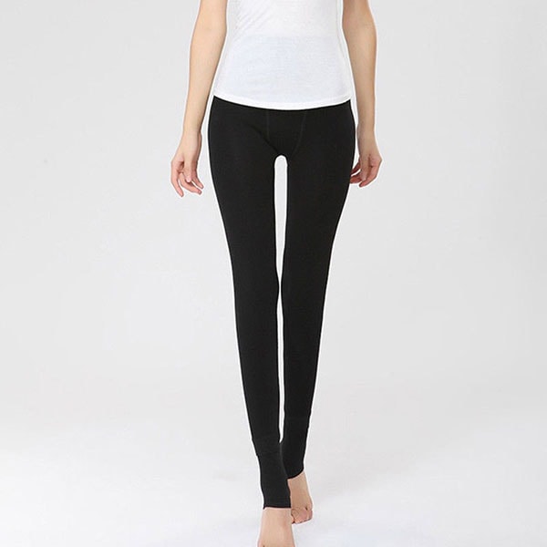 Dam Varm Fleece Vinter Stretch Leggings - Varma Fleecefodrade Slanka Termiska Byxor c step on foot
