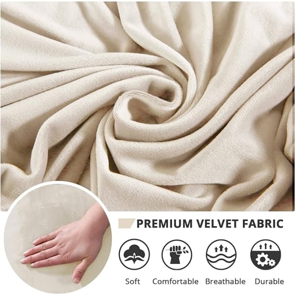 Stolbeskyttelse til spisestuestole, høj stretch fløjl spisestuestolebeskyttelse sæt med 4, beige stolbetræk til køkken, hotel, bryllup 4 stk.-WELLNGS