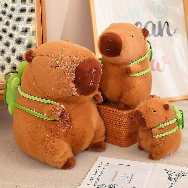 Capybara-dukke med skilpaddeskall i sittende stilling Vattendelfin Plysjleketøy Capybara-putedukke 25CM