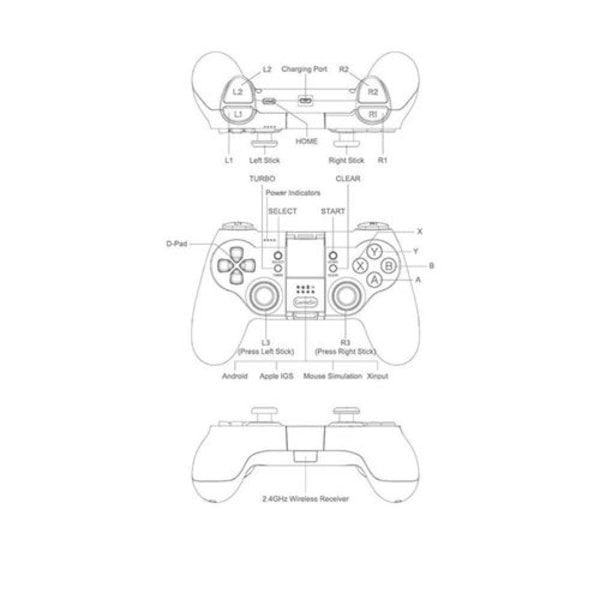 T1D Fjernkontroll for DJI Tello Drone ios7.0 Android 4.0-Svart