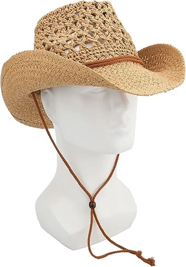 Voksen Sol Strå Western Cowboyhat Khaki-FA-