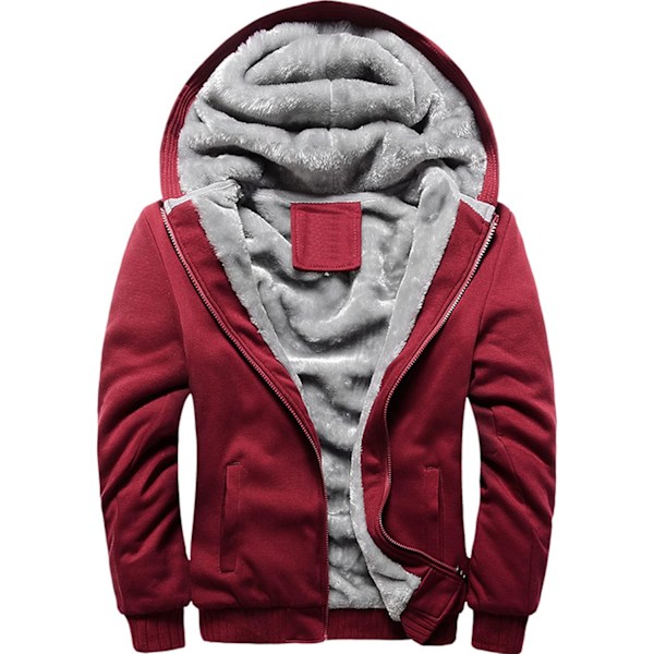 HERR PULLOVER TERMISK SHERPA FODRET JUMPER JAKKER VINTER TRENING FLEECE HOODIE FULL ZIP ULL VARM TYKK JAKKER YTTREKLÆR 11RED 11red S