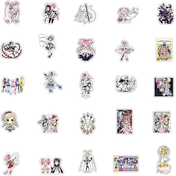 Anime Puella Magi Madoka Magica -tarrat kannettaville tietokoneille [50 kpl] Motivoivat palkintotarrat vesipulloille, skeittilaudoille, jääkaapille, juomapulloille