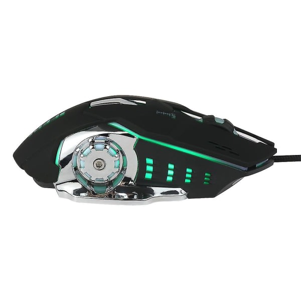Kablet gamingmus 3600 DPI optisk mus ergonomisk mus 4 justerbare DPI-niveauer/6 knapper/7 farver vejrtrækningslys sort sort