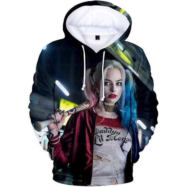 3D-Printede Joker og Harley Quinn Hoodies Klassiske Jared Leto og Margot Robbie Herr/Dame Hoodie Sweatshirt Hip Hop Drenge-b88-WELLNGS S