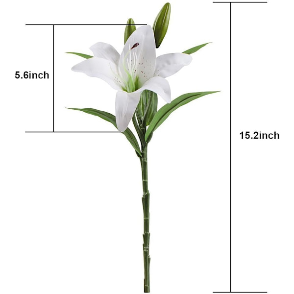 Kunstige blomster, 5 stk latex kunstige liljer blomster