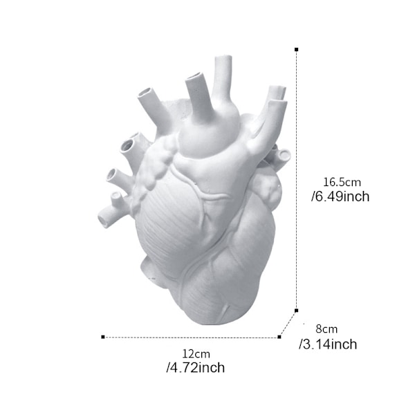 Hjerte Harts Blomkruke Anatomisk Hjerteform Staty Kreativt Håndværk Prydnad Til Hjem Stue Balkon Dekoration Hvid White S