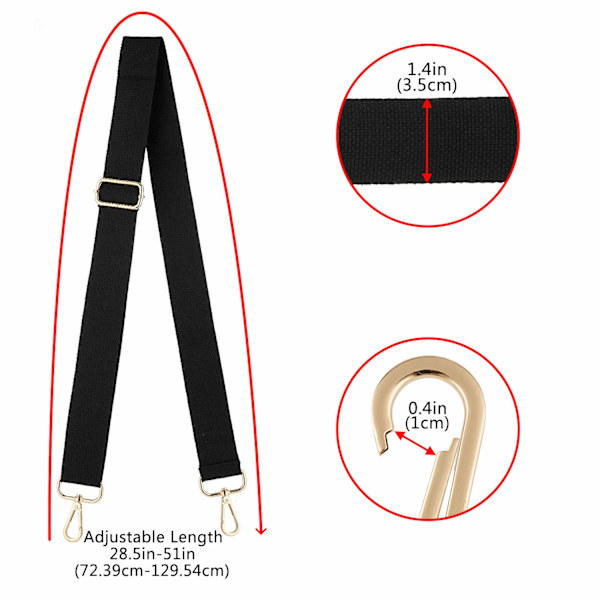 Justerbar ersättningsväska rem med svängbara metallkrokar Canvas handväska Axelremsväska Rem Messenger Bag Utbytbar rem för crossbody handväska