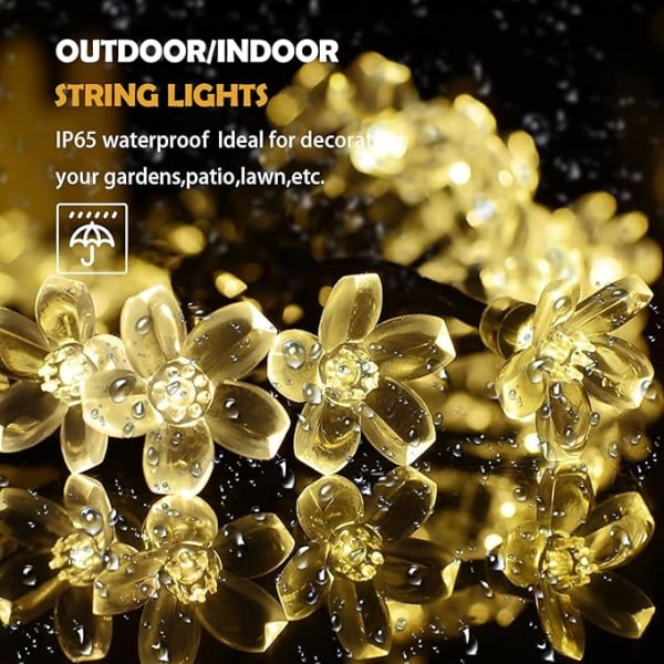 Set med 2 IP65 vattentäta utomhussolar LED-lampor (varmt ljus)