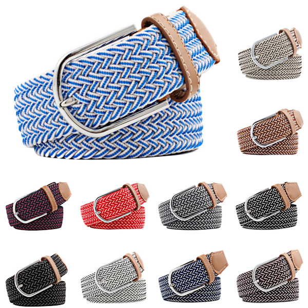 Canvas-vyö 11 kuviota, koko W26-W36, vyö vaatteille - 9 Harmaa / valkoinen gray one size