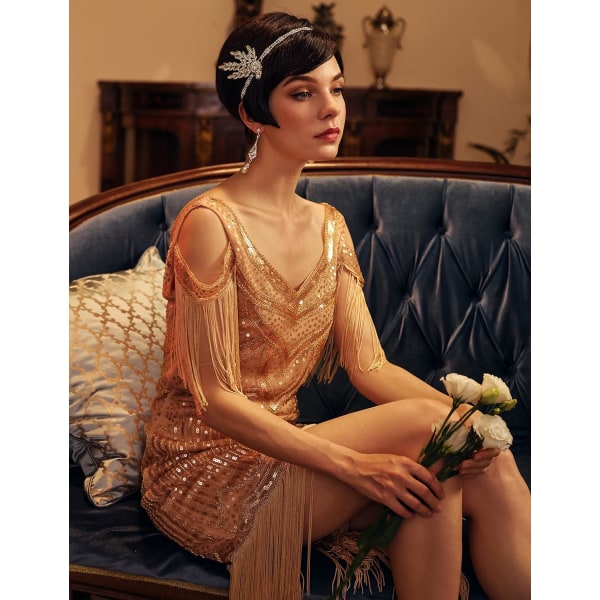 Art Deco 1920-talets Flapper Great Gatsby-inspirerad bladmedaljong