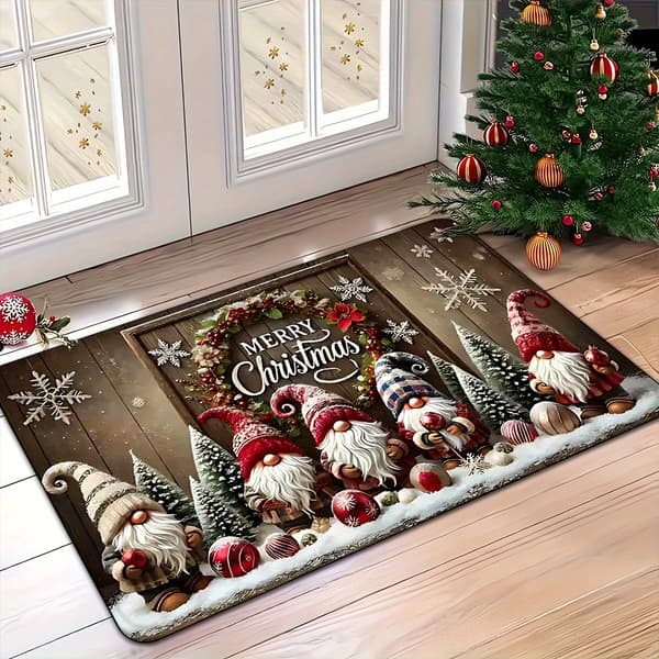 Julemanden skridsikker dørmåtte 40x60cm polyester maskinvaskbar 40x60cm