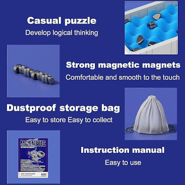 Magnetiskt Schackspel, 2024 Nytt Magnetsten Brädspel Strategispel, Roligt Bordsspel med Magneter för Barn Vuxna Familjfestspel Tz[HK] A