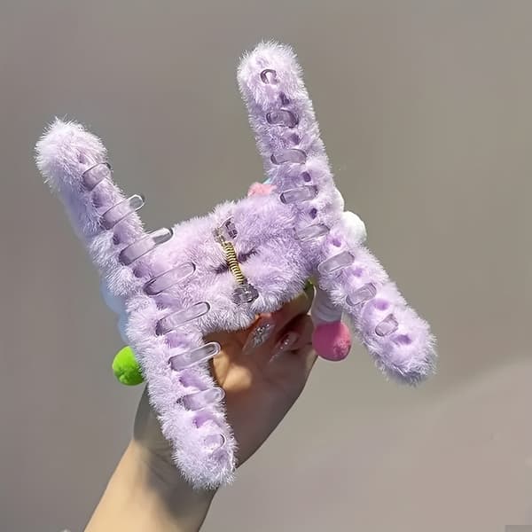 1 stk. udsøgte sjove plys-hårnåle - søde store-øjede fluffy hårklemmer, tilbehør-FA-