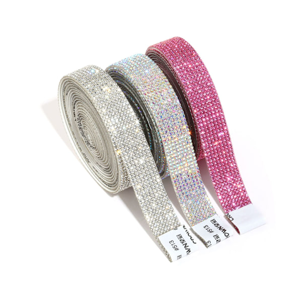 Glimrende Krystall Strass Tape Krystall Rhinestone Tapes Sterk Selvklebende Tape for DIY-Dekorasjon Regnbue Rainbow 1cm