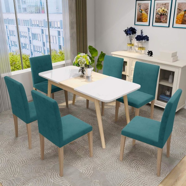 Stretch Velvet Stolstoltrekk for Spisestuestoler Sett med 2 Remo