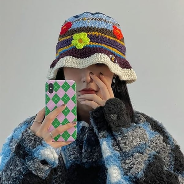 Kvinner Strikket Lue Cap Boho Strikk Bucket Hatter Håndlagde Cloche Heklet Hatter color