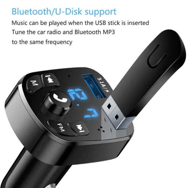 Bil Mp3-spiller Dual Usb Hurtiglader Fm Bluetooth-mottaker Bluetooth-kompatibel 5.0 Fm-sender