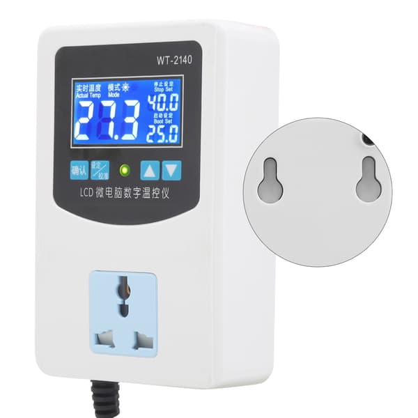 Temperaturregulator Digitalt Display Mikrokontroller Intelligent Termostatbryter 2000W EU Plugg 220V-FA-