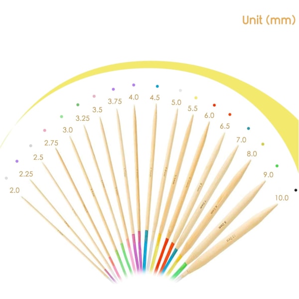 Bambupyöröpuikot, sarja pituudet 24/31,5/47 tuumaa, 18 kokoa: 2-10 mm