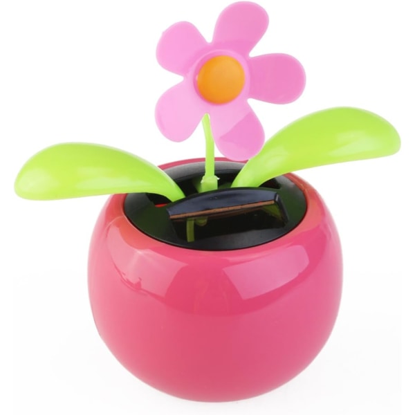 Glad dansande blomma solcellsdekoration för skrivbord (rosa)