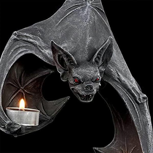 Halloween Bat Wall Sconce Candle Holder with Tea Lights, Gothic Hanging Decor for Home Garden