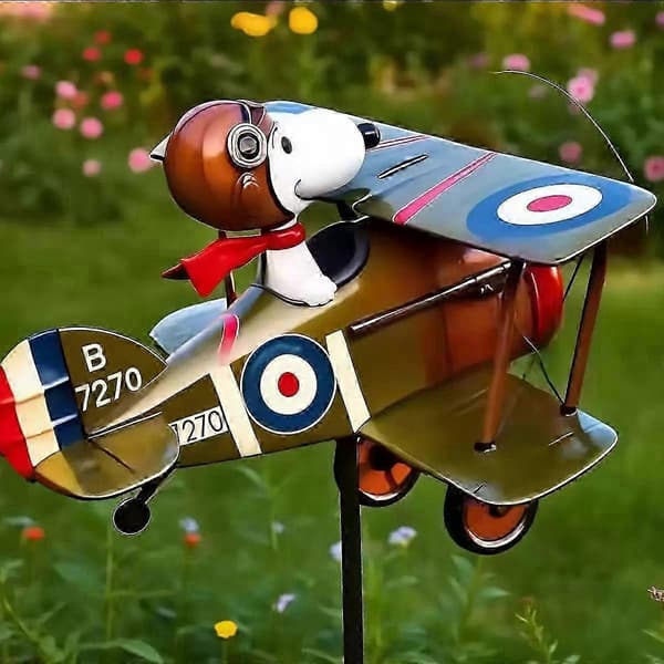 Snoopy Pilot Hagevindmølle Værfløy Utendørs Hagedekorasjon Propellrotasjonsdesign-FA-