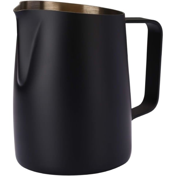 Mjölkanna i rostfritt stål för kaffe Espresso Steamer Kanna Latte Art Cup Kaffe Mjölkskum 420 ml Svart