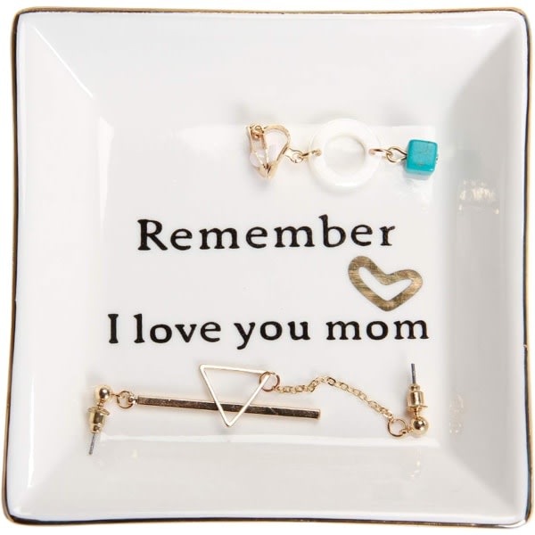 Födelsedagspresenter till mamma, mamma Present-keramisk ringfat Dekorativ prydnadstallrik -Kom ihåg att jag älskar dig mamma julklappar