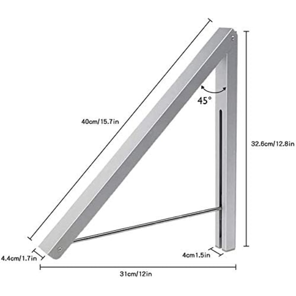 Fällbar väggmonterad klädhängare i aluminium