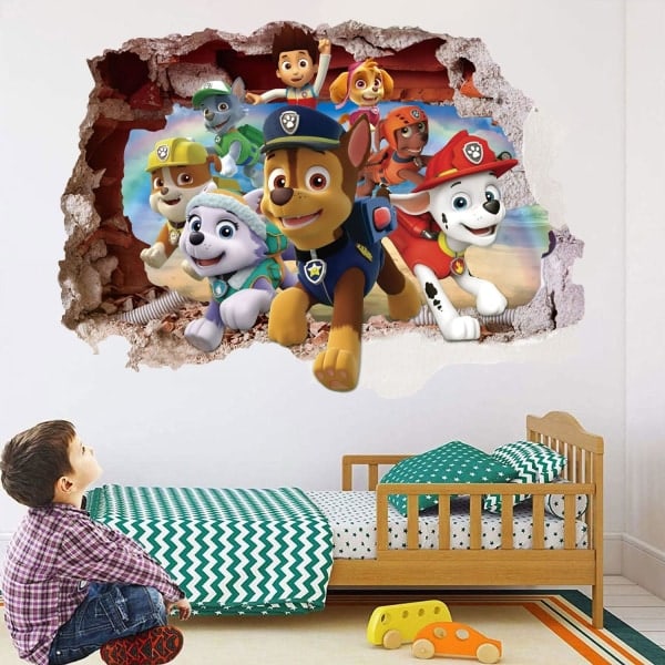 TG Paw Patrol 3D-seinätarra, Paw Patrol, 3D-seinätarrat, Paw Patrol -seinätarrat, Paw Patrolin lastenhuone, lastenhuoneen sisustus